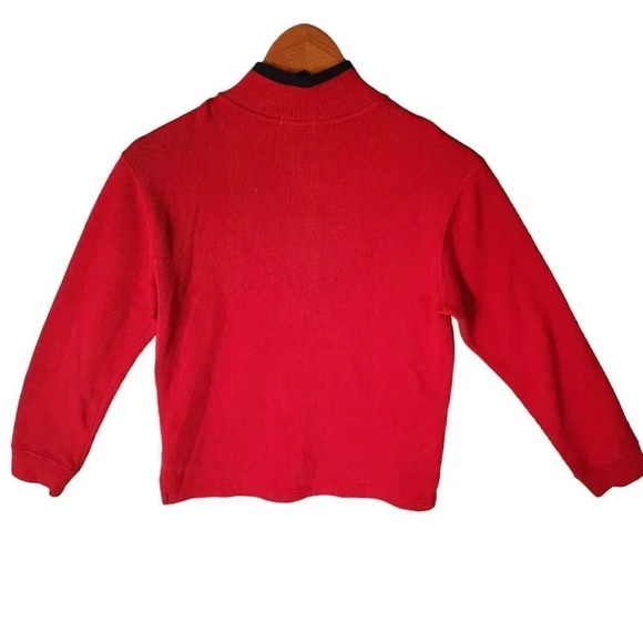 Polo Ralph Lauren Sweater Men Size Large Red Cotton Pullover 1/4 Zip Mock Neck - Picture 2 of 9